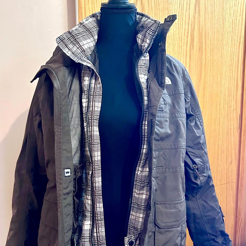 The North Face ski/board jacket, women’s large, with plaid liner